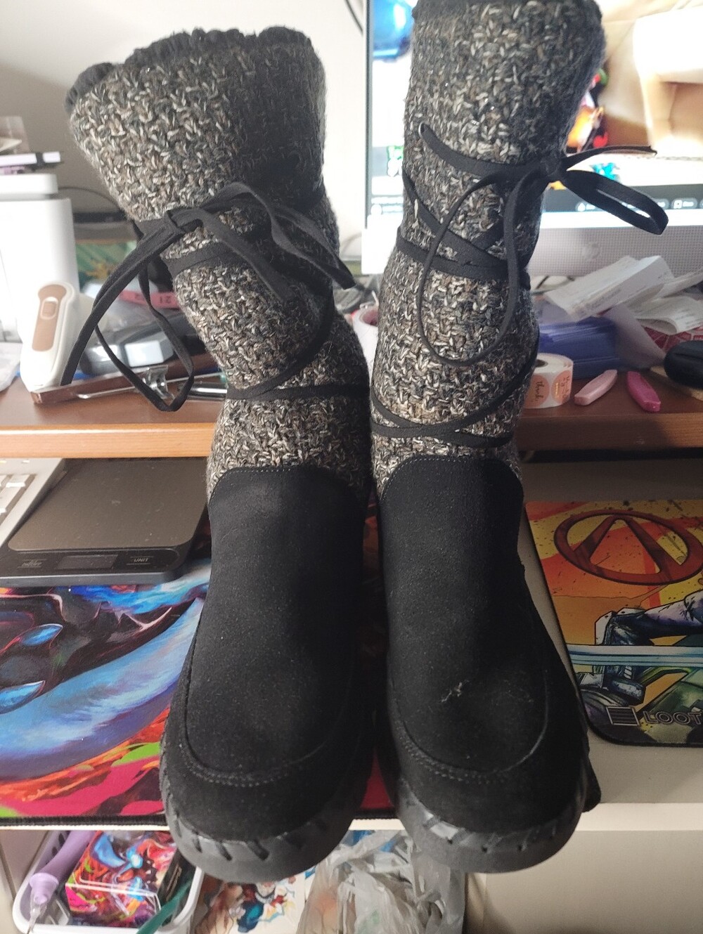 Muk Luks Winter Snow Boots Womens 10 Flexi New York Black Round Toe Faux Fur